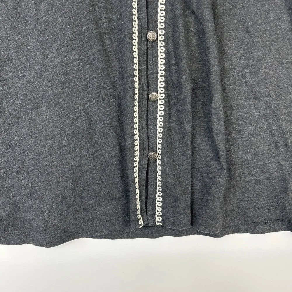 J Jill Womens Embroidered Top Size 2X Gray Button Up Modal‎ Stretchy Basic